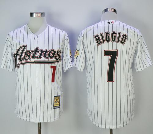 Astros #7 Craig Biggio White Strip 2000 Turn Back The Clock Stitched MLB Jersey